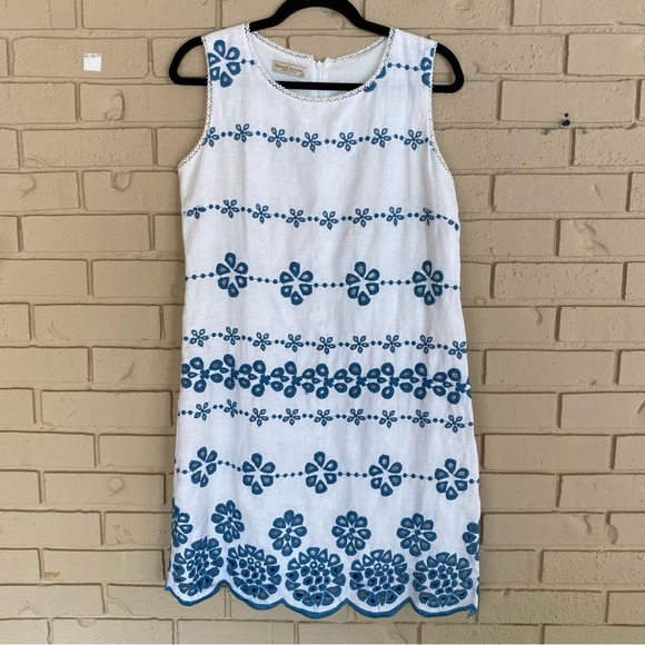 SARTORIA SARACENA MADE IN ITALY Floral Eyelet Linen Women's Shift Dress Medium - Picture 1 of 7